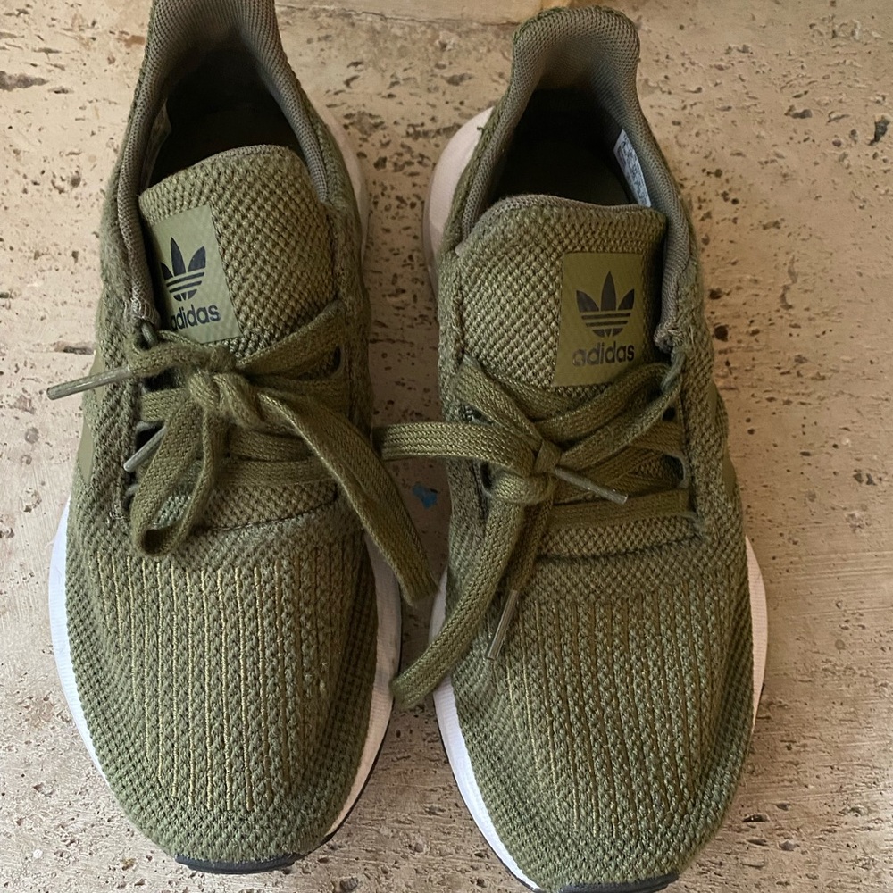 Big kids olive green adidas shoes size 4
